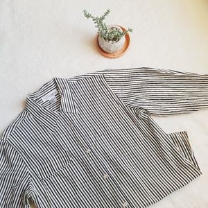 Vintage Chrysantheme Striped Button Up Shirt